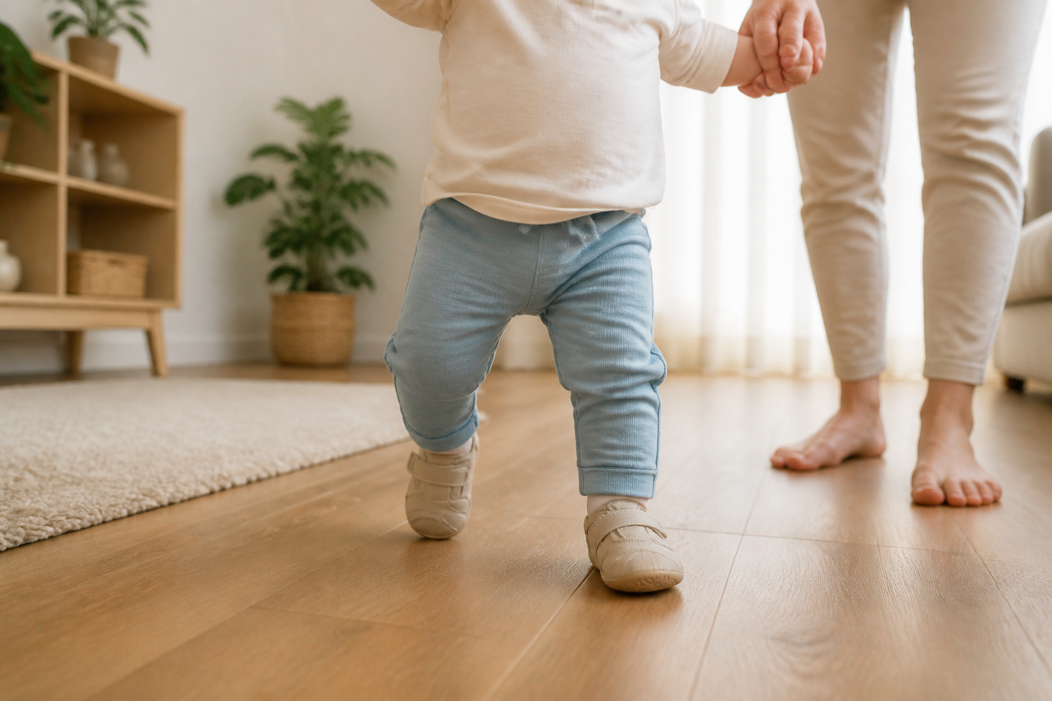 Calzado infantil junto a una plantilla de medición y calcetines